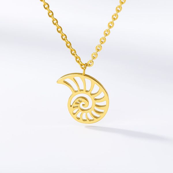 

unique cutout design gold stainless steel hollow snail cute animal pendant necklace for women fashion jewelry christmas gi, Silver