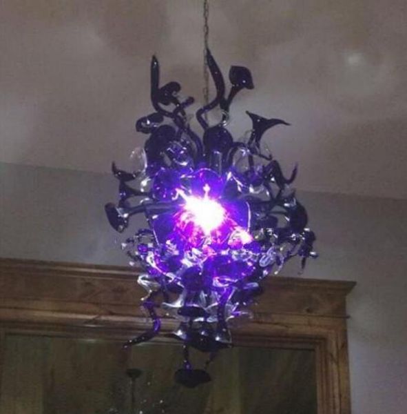 Lâmpadas Creative Roxo Manhã Glory Flor Chandeliers Forma de Trombeta Levado Sala de Livro Luz Vintage Estilo Mão Brota Vidro Arte Decorativa Candelabro