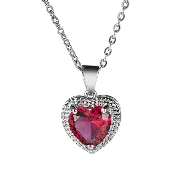 

moonrocy silver color heart chokers cz red crystal pendant necklace simple jewelry wholesale for women girls dropshipping