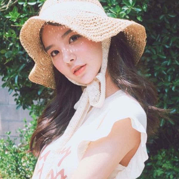 

women lace breathable sunscreen all-match travel concise wide brim sun hat, Blue;gray