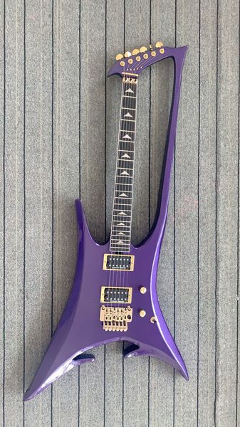 rare custom abstract enterprize guitar new roman abstract metallic purple neck through body electric guitar gold hardware tremolo bridge