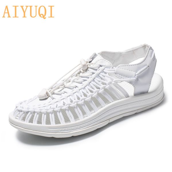 

aiyuqi summer women beach sandals outdoor 2020 new casual shoes couple sandals ladies baotou trend weave ladies shoes, Black