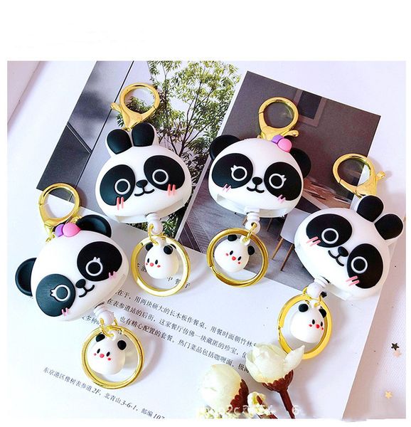 

2pcs/lot cute panda animal keychain bag key ring children gir toys hanger key holder car keychain phone clips keyfob accessories, Silver