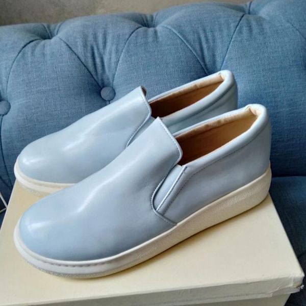 

2020 women loafers platform woman slip on sneakers women's soft pu leather sewing flat female shoes all seasons pink blue d74-9, Black