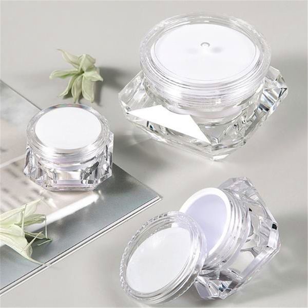 5g / 10g plástico cosméticos jar frascos de embalagem claras diamante forma de cristal shell maquiagem nail arte glitters mini armazenamento creme recipiente