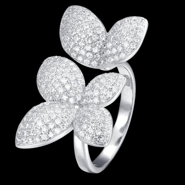 

cluster rings fahmi 2021 100% 925 sterling silver love heart ring4-6 original jewellery for women party wedding gift, Golden;silver