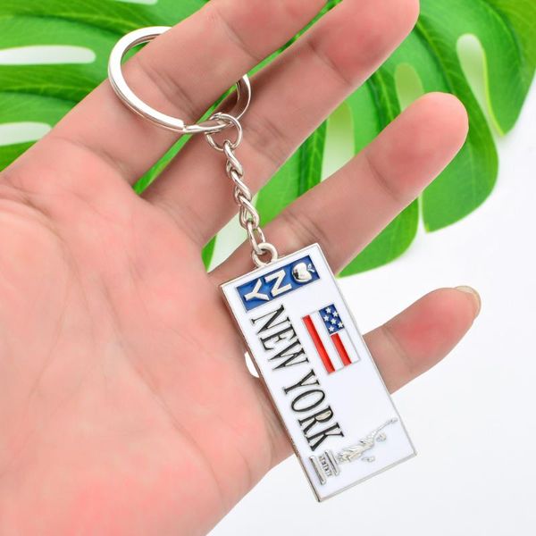 

vicney keychain zinc alloy us flag key chain for men statue of liberty keyring for key chain keychain, Silver