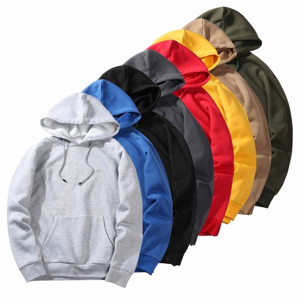 

covrlge eu size fashion colorful hoodies men's thicken clothes winter sweatshirts men hip hop streetwear solid fleece man mww046, Black
