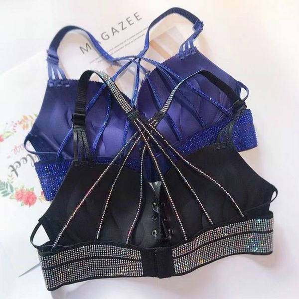 

bras push up bra women rhinestone pull-rope with beautiful back, Red;black