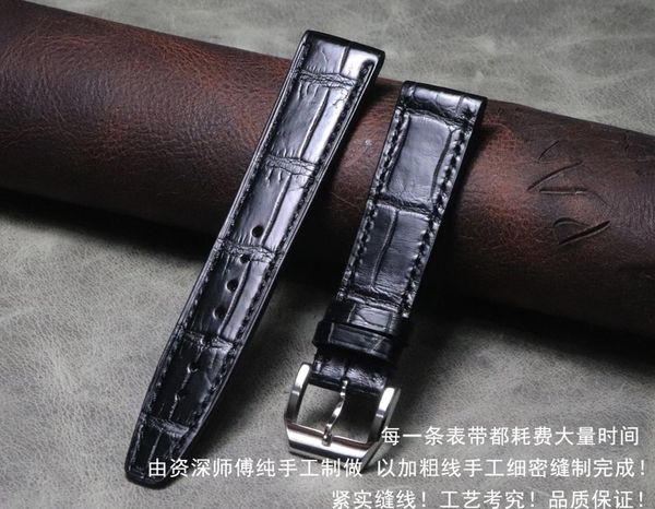 

crocodile genuine leather strap bracelet watchband 20mm 22mm real leather watch band alligator pattern watch strap upscale belt, Black;brown
