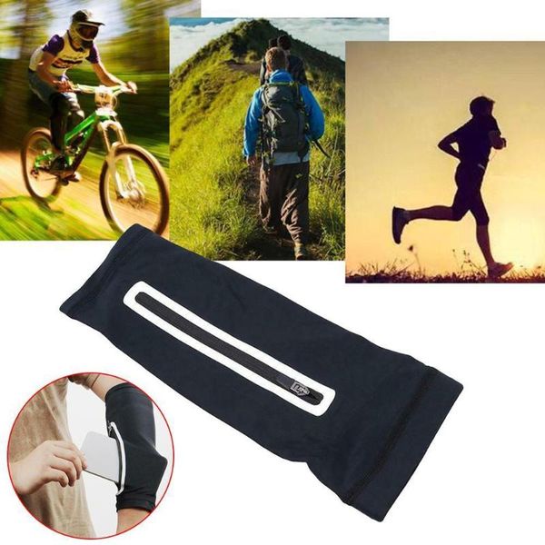 

1pc short arm warmer for mobile phone stretch arm wrist armband sunscreen bag running riding bag g6g2, Black;gray