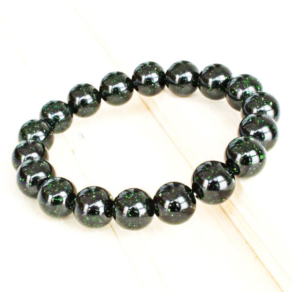 

2020 for bracelet 6/8/10/12mm natural green gold sand stone beads bracelets for women beads round jewelry, Golden;silver