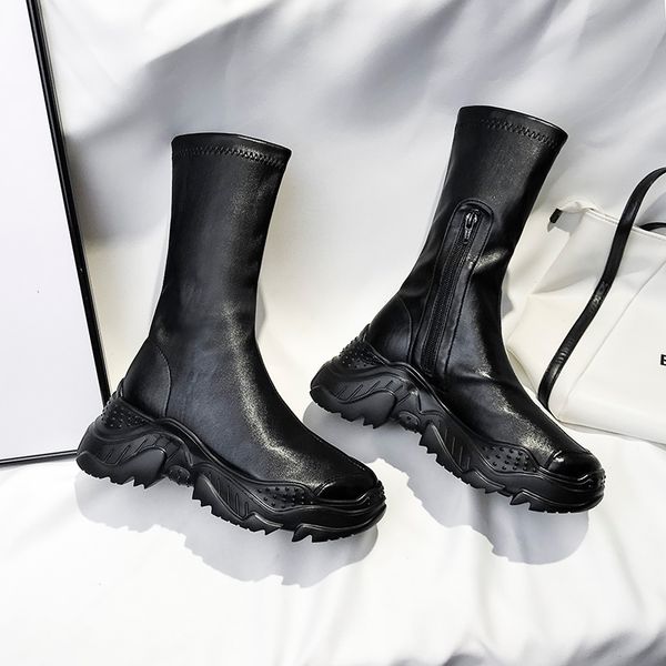 

boots zapatos de mujer 2021 winter black women shoes fashion round toe sports ladies woman bota feminina