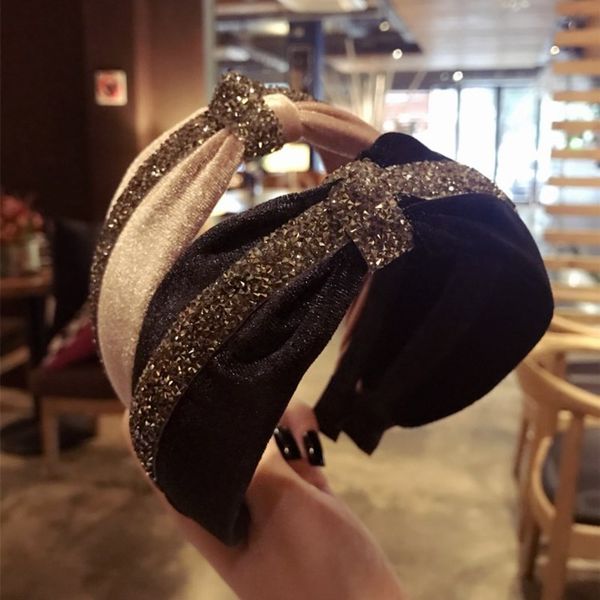 

hair accessories shiny silk rhinestone knot sequins headbands for women patchwork diamond headband crystal girls band head wrap