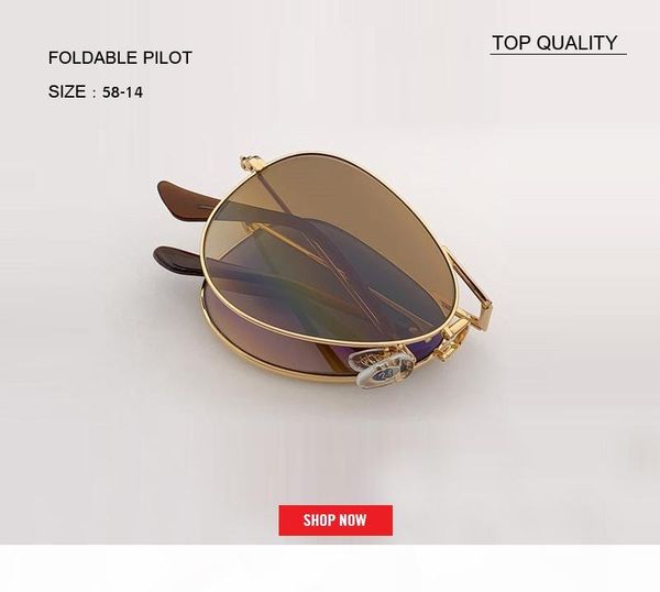 

2019 grade metal frame vintage folding sunglasses women brand designer men driving foldable gradient rd3479gafas uv400 pilot sun glasses, White;black