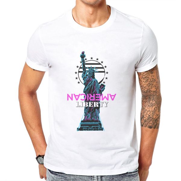 

new arrival statue of liberty printed men t shirt cotton short sleeve hipster mens tshirts fashion tee camiseta de hombre