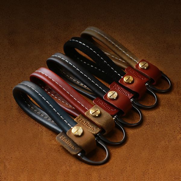 

genuine leather hand woven car horseshoe buckle keychain metal ring keyring chain personalized couple holiday gifts, Silver