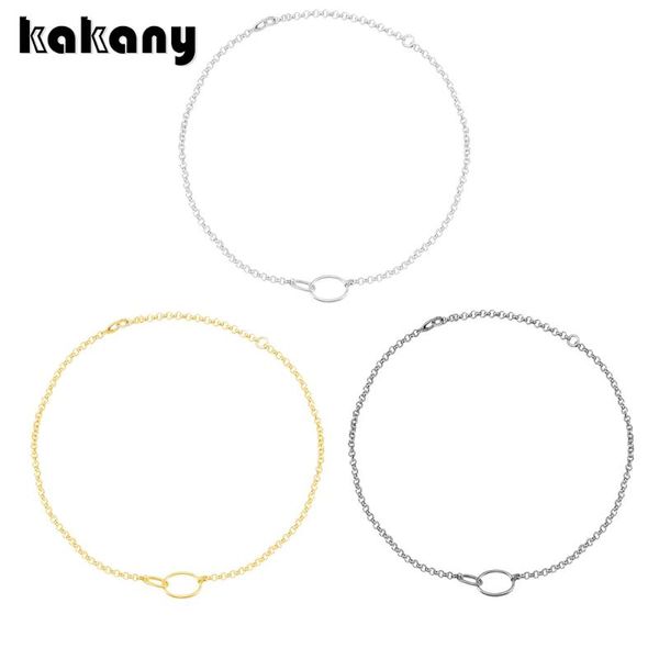 

kakany 2020 new fashion multi-color cubic zirconia interlocking ring charm necklace women's luxury jewelry, Silver