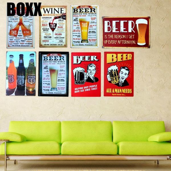 

beer all a man needs cheers metal painting wall bar home art decor cuadros mix order 30x20cm
