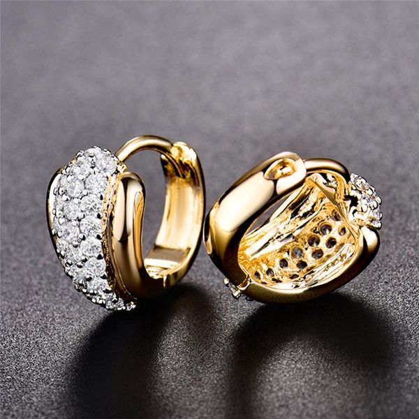 

budong round crystal women hoop earrings silver/gold-color zirconia hoop hollow infinity earring jewelry for mom xue176, Golden;silver