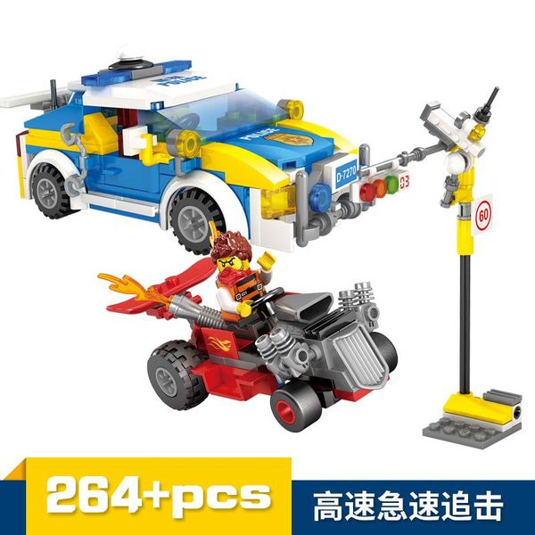 

city police hunt down loading car model children puzzle building blocks assembled small particles diy figures bricks boy toy 02