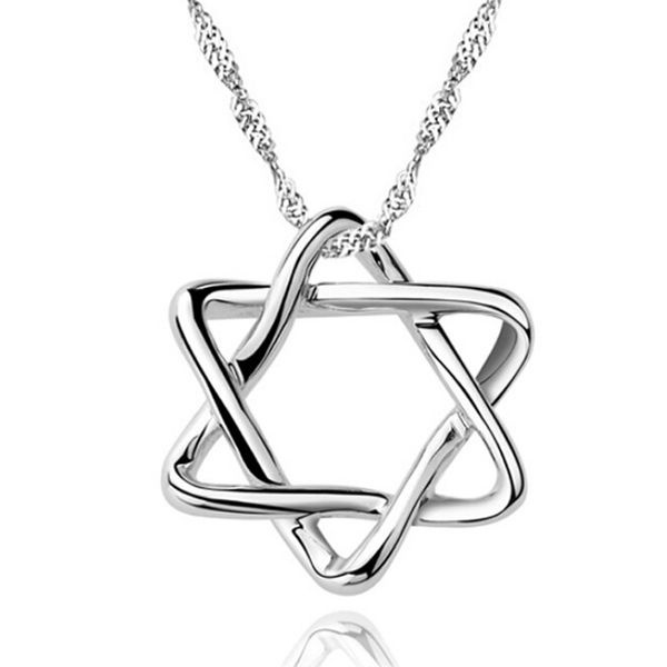 

s925 star of david necklace jewish hexagram necklace magen david pendant gift for women girl, Silver