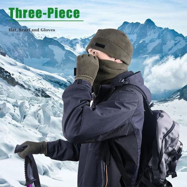 

3pcs/ser winter sports keep warm neck warmer accessories outdoor sports climbing ski gloves cap scarf kits, Black