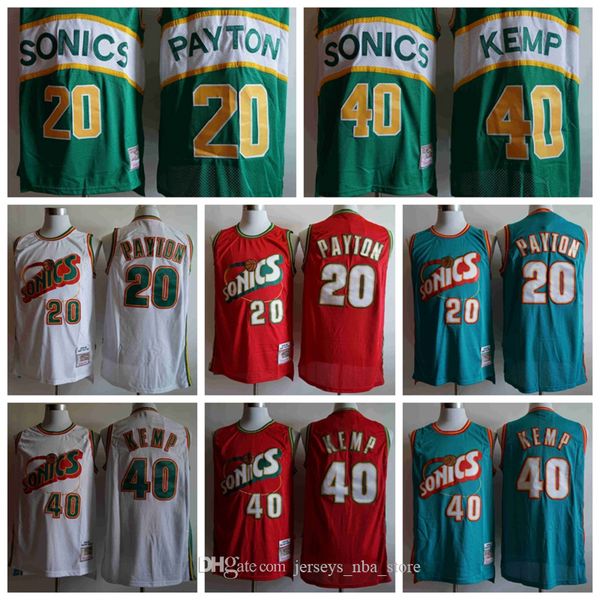 

Vintage Seattle SuperSonics Sonics Jersey Gary 20 Payton Shawn 40 Kemp New Cheap Basketball Jerseys