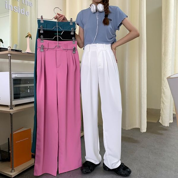 

drape high-waisted loose pants korean-style thin casual female summer slimming mopping the floor straight-leg, White