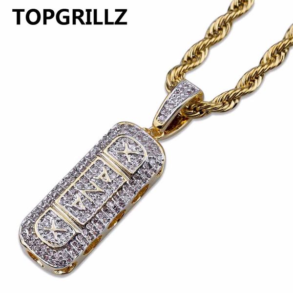 

hip hop gold color plated iced out micro paved cz stone pill necklace & pendant charm for men women jewelry, Silver