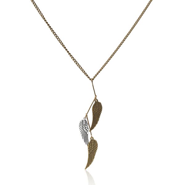 

bronze trend fashion zinc alloy pendant necklace neutral men and women jewelry three pieces feather pendant necklace party gift, Silver