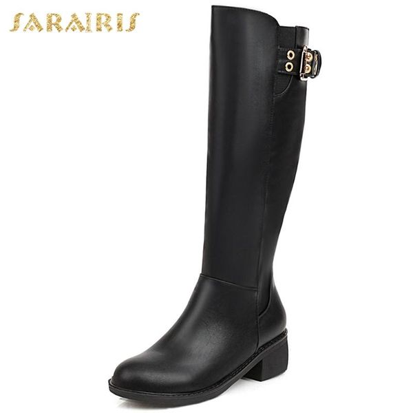 

boots sarairis 2021 big size 43 winter shoes women fashion riding female, Black