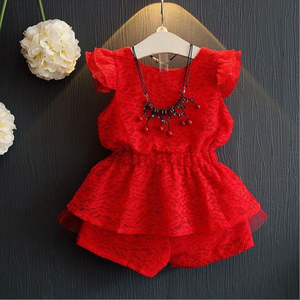 

elegant children kid girls solid lace backless +pants party formal clothes set simple graceful bebe dress decent july 20