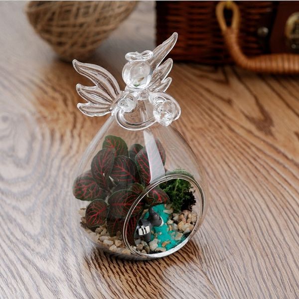 

27pcs/pack angel shaped glass terrarium vase home decoration creative glass angel candle holder wedding props friend gift