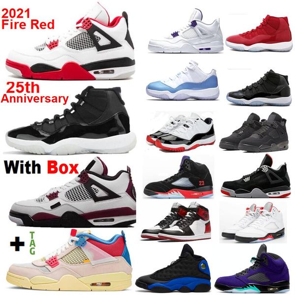 

new 2021 11 25th anniversary 4 fire red 5 what the 4 bred 11s space jam basketball shoes 4 men