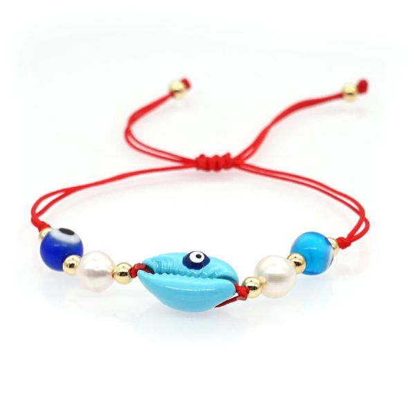 

shinus bracelet natural pearl women lucky bracelets evil eye summer beach 2020 sea shell fashion femme adjustable rope jewelry, Golden;silver