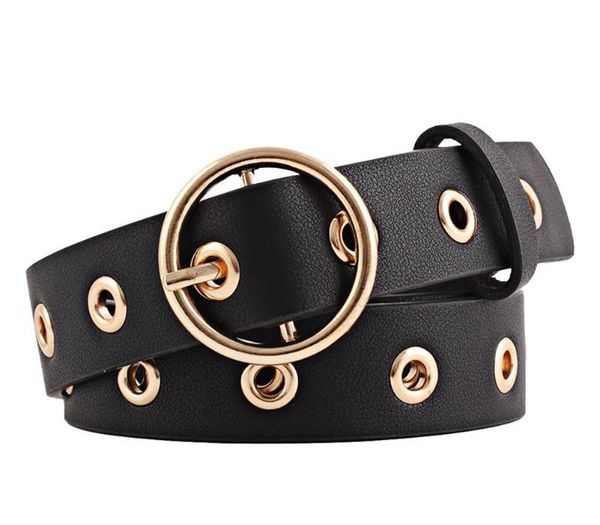 

femmes en cuir ceinture ronde en mÃ©tal boucle ardillon cercle ceintures marque chaude mode punk o ring pour les femmes89, Black;brown