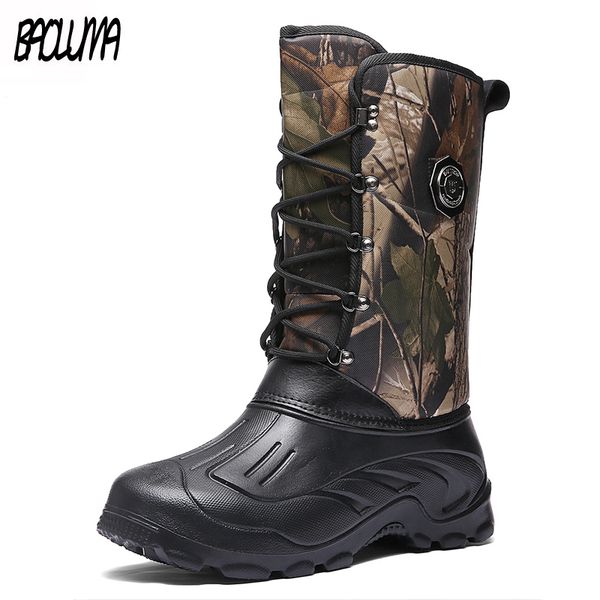 

winter men's boots outdoor men camping shoes warm plush men's army boots waterproof fishing fashion men combat, Black