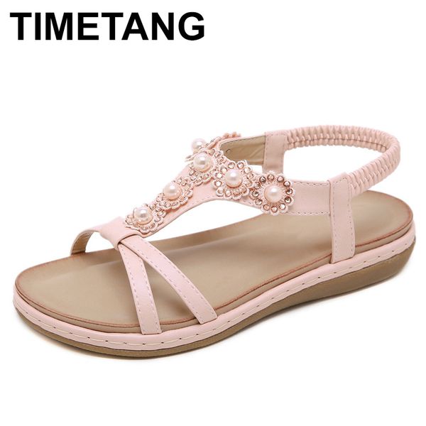 

timetangnew 2020 holiday beach beach bohemian drill large yard comfortable flat shoes casual sandals, Black