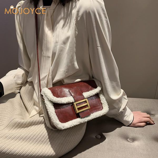 

женщины зима овечьего плеча сумки корейской мод дама цепь crossbody сумка женщина сращивание ретро мешки посыльный