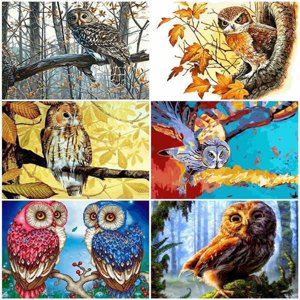

azqsd diy unframe взрослых paint by numbers animal unique gift oil painting by numbers owl picture for living room украшения дома