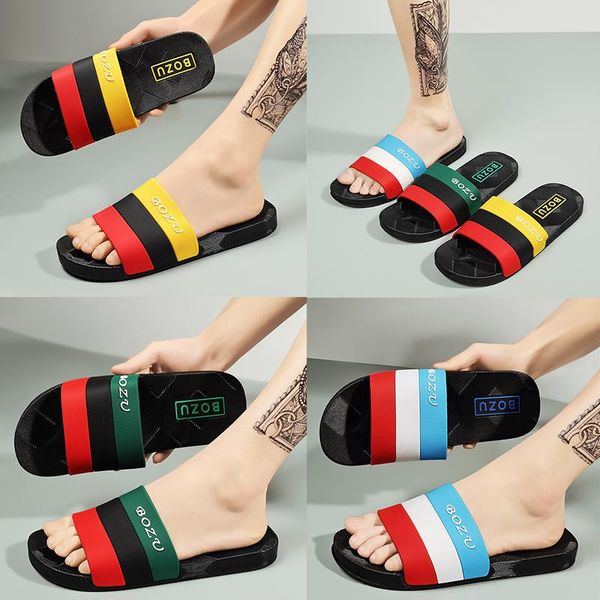 

new summer leisure slippers designer rubber slide sandal stripe slide beach designer slippers mens sandals luxury flops slipperry shoes, Black