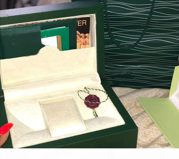 

brand designer women green watch box original with cards and papers certificates handbags box for 116610 116660 116710 watches, Black;blue