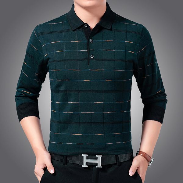 

fashion brand sweaters mens pullovers turndown collar slim fit jumpers knit striped autumn korean style casual men clothes, White;black
