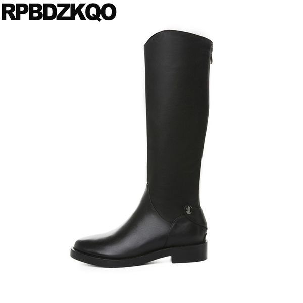 

riding designer shoes women luxury 2020 big size long chunky casual knee high tall boots equestrian winter round toe 10 41 black