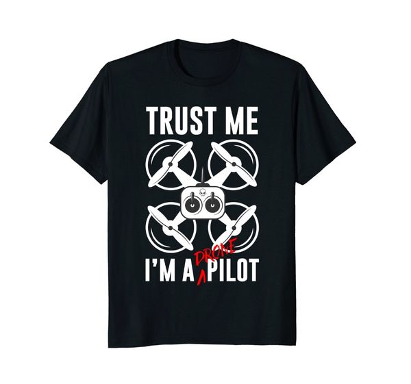 

brand new 2019 summer mens short sleeve funny aerial drone pilot graphic t shirt men women tee