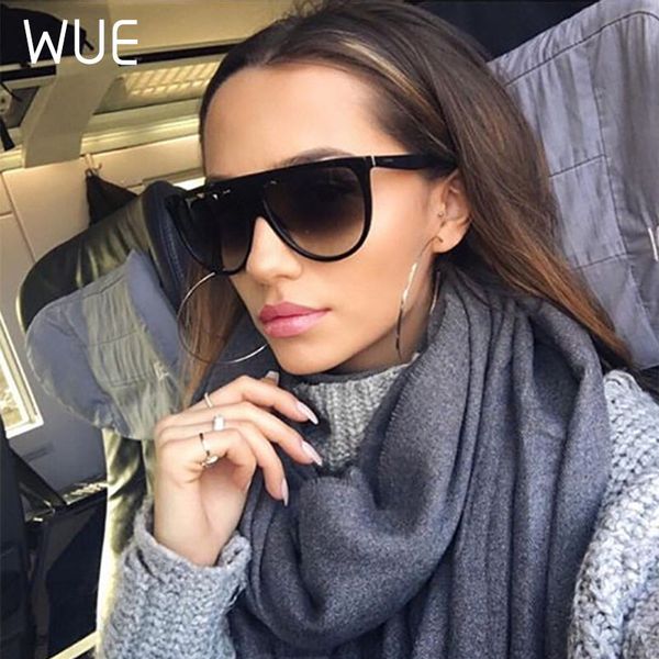 

kim kardashian classic sunglasses female retro flat thin shadow sunglasses square flight luxury designer big black shadow, White;black