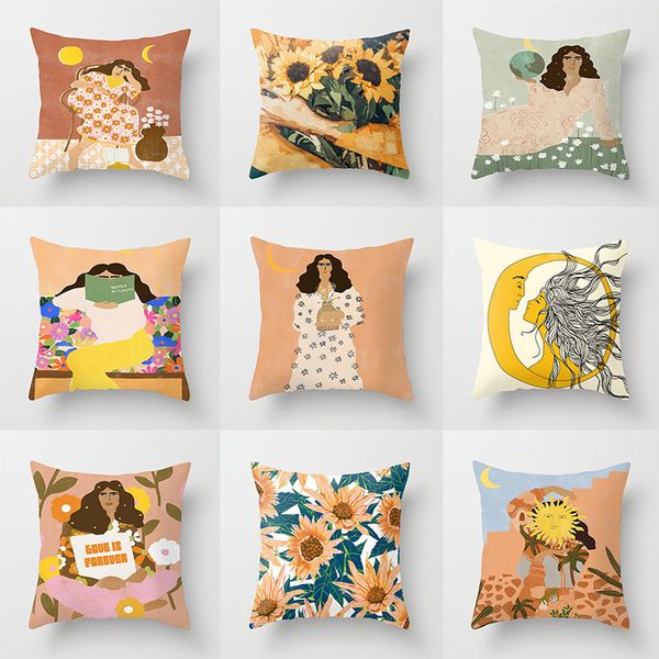 

oil painting women flower throw pillow case matisse inspired pattern cushion covers for home sofa chair decorative pillowcases