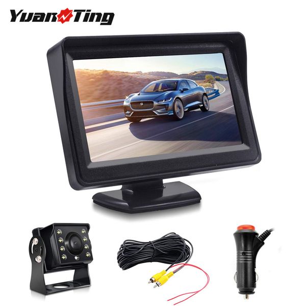 

yuanting 4.3 inch car rear view monitor with night vision led lamps hd reverse backup camera for van mpv truck rv 12-24v