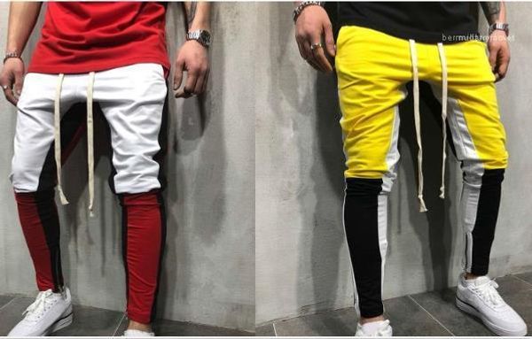 

спортивные цвета лоскутное карандаш брюки вскользь pantalones мужчин дизайнерские jogger штаны high street hiphop spring мужской, Black
